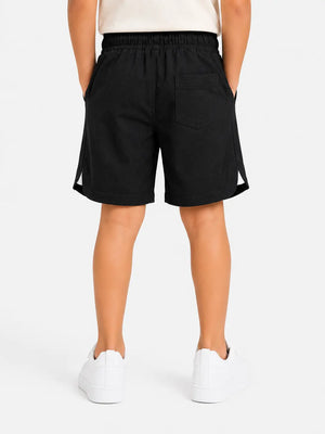 BloomUp Boys Black Casual Shorts – Cotton Summer Shorts for Kids