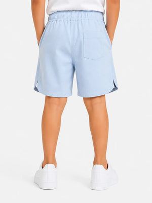 BloomUp Boys Sky Blue Casual Shorts – Cotton Summer Shorts for Kids