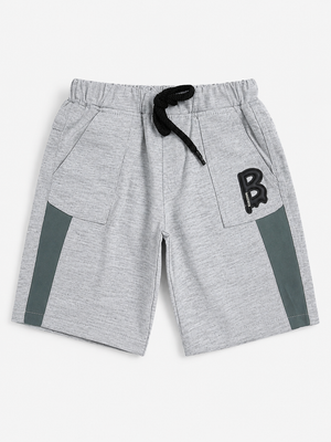 Boys Grey Melange Sweat Shorts Soft Cotton Bottom Wear BloomUp