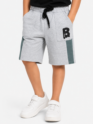 Boys Grey Melange Sweat Shorts Soft Cotton Bottom Wear BloomUp