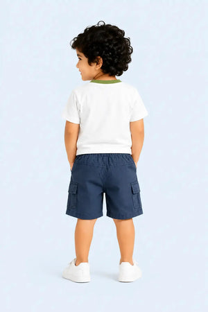 BloomUp White Have Fun Green Crab Graphic T-Shirt & Navy Shorts Set for Toddlers – Soft Cotton Summer Wear