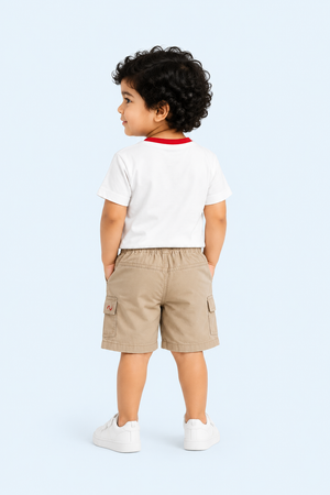White Have Fun Crab Graphic T-Shirt & Beige Shorts Set for Toddlers – Soft Cotton Summer Wear BloomUp