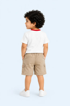 BloomUp White Have Fun Crab Graphic T-Shirt & Beige Shorts Set for Toddlers – Soft Cotton Summer Wear
