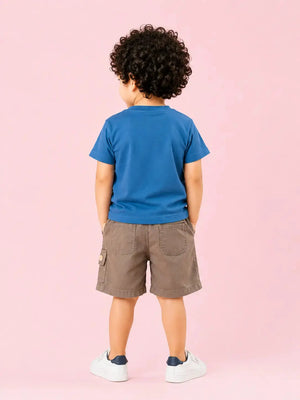 BloomUp Baby Boys Navy Blue T-Shirt & Cargo Shorts Set – Casual Summer Outfit