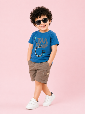 Navy Stylish Playwear Boys Soft Cotton Clothing Set BloomUp