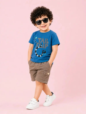 BloomUp Baby Boys Navy Blue T-Shirt & Cargo Shorts Set – Casual Summer Outfit