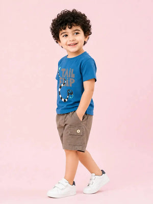 BloomUp Baby Boys Navy Blue T-Shirt & Cargo Shorts Set – Casual Summer Outfit