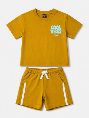 Boys Mustard Soft Cotton Sets Casual Fashion Kids Wear BloomUp