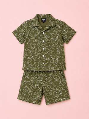 Olive Trendy Daily Wear Boys Soft Cotton Clothing Set BloomUp