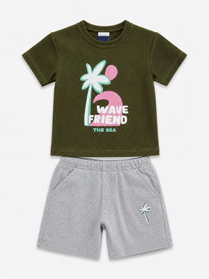 Olive Stylish Playwear Boys Soft Cotton Clothing Set BloomUp