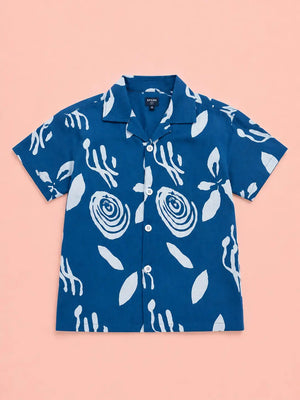 BloomUp Boys Airforce Blue Printed Shirt – Half Sleeve Casual Summer Shirt