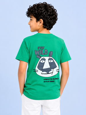 Green Stay Wild Graphic T-Shirt for Boys – Soft Cotton Summer Wear Kids Tee BloomUp