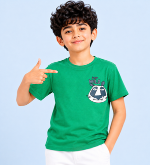 Green Stay Wild Graphic T-Shirt for Boys – Soft Cotton Summer Wear Kids Tee BloomUp