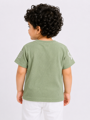 Green Streetwear Graphic Pocket T-Shirt for Boys – Soft Cotton Casual Summer Wear BloomUp
