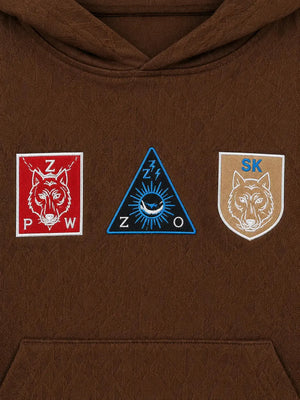 BloomUp Brown Graphic Hooded Half Sleeve T-Shirt for Boys – Textured Casual Summer Hoodie Tee