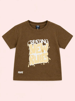 BloomUp Baby Boys Brown Graphic Printed T-Shirt – Half Sleeve Casual Summer Tee