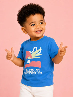 BloomUp Baby Boys Royal Blue Printed T-Shirt – Half Sleeve Casual Summer Tee