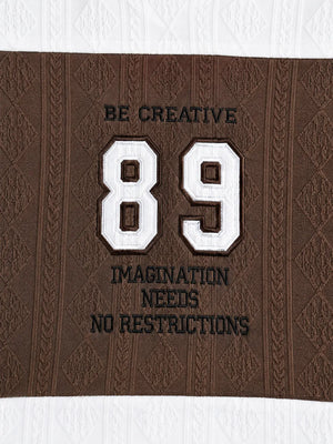 BloomUp Brown & White Textured V-Neck T-Shirt for Boys – Soft Cotton Casual Graphic Tee