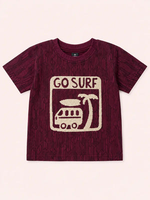 BloomUp Baby Boys Wine Embroidered Textured T-Shirt – Half Sleeve Casual Summer Tee