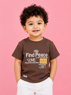 Boys Brown Soft Cotton T-Shirt Casual Fashion Kids Wear BloomUp