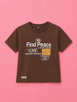 Boys Brown Soft Cotton T-Shirt Casual Fashion Kids Wear BloomUp