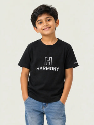 BloomUp Black Casual T-Shirt for Older Kids Boys & Girls (8–16 Years)