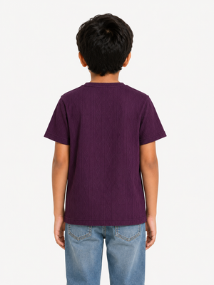 Boys Purple Printed Shirt With Soft Cotton T-Shirt BloomUp