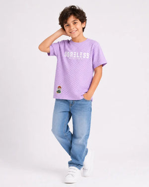 BloomUp Boys Lavender Textured T-Shirt – Half Sleeve Casual Summer Tee