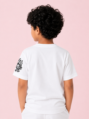 White Comfort Fit Boys Soft Cotton T-Shirt BloomUp