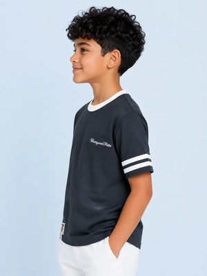BloomUp Chalk Grey Casual T-Shirt for Kids Boys & Girls