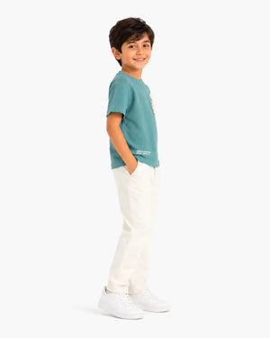 BloomUp Boys Aqua Blue Textured T-Shirt – Half Sleeve Casual Summer Tee
