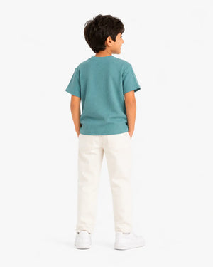 BloomUp Boys Aqua Blue Textured T-Shirt – Half Sleeve Casual Summer Tee