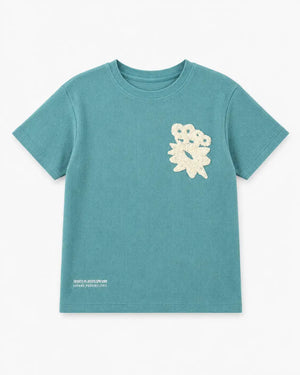 BloomUp Boys Aqua Blue Textured T-Shirt – Half Sleeve Casual Summer Tee
