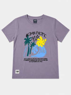 Boys Mauve Tropical Graphic Shirt Soft Cotton T-Shirt BloomUp