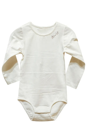 Cream Long Sleeve Baby Bodysuit – Soft Cotton Minimal Onesie BloomUp