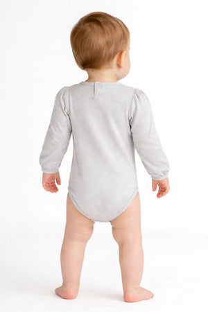 Cream Long Sleeve Baby Bodysuit – Soft Cotton Everyday Onesie BloomUp