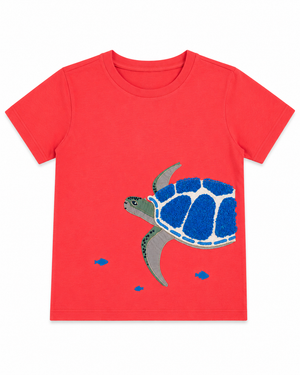 Boys Red Ocean Graphic Shirt Soft Cotton T-Shirt BloomUp