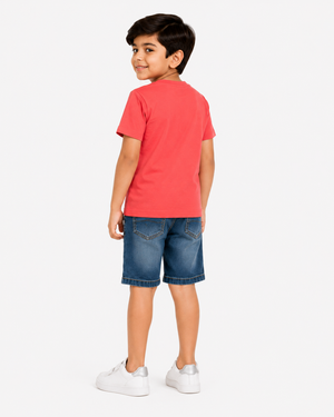 Boys Red Ocean Graphic Shirt Soft Cotton T-Shirt BloomUp