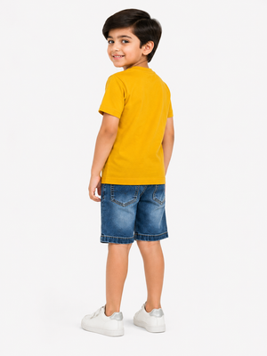 Boys Yellow Ocean Graphic Shirt Soft Cotton T-Shirt BloomUp