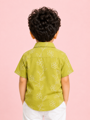 Green Stylish Playwear Boys Soft Cotton Kids Fashion Wear BloomUp