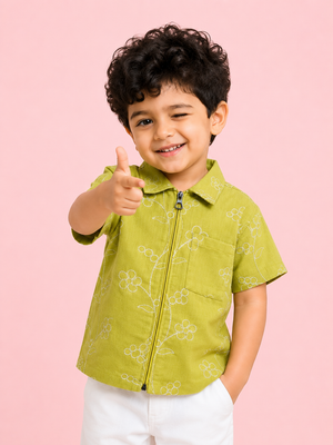 Green Stylish Playwear Boys Soft Cotton Kids Fashion Wear BloomUp