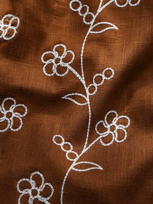 BloomUp Boys Rust Embroidered Zip-Up Casual Shirt – Half Sleeve Summer Shirt
