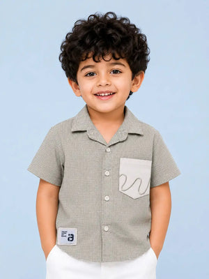 BloomUp Boys Fawn Textured Casual Shirt – Half Sleeve Summer Shirt