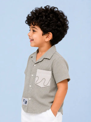 BloomUp Boys Fawn Textured Casual Shirt – Half Sleeve Summer Shirt