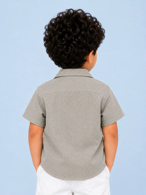 BloomUp Boys Fawn Textured Casual Shirt – Half Sleeve Summer Shirt