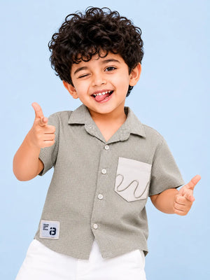 BloomUp Boys Fawn Textured Casual Shirt – Half Sleeve Summer Shirt