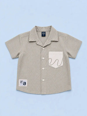 BloomUp Boys Fawn Textured Casual Shirt – Half Sleeve Summer Shirt