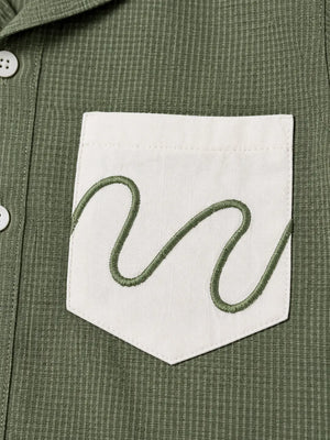 BloomUp Boys Olive Green Textured Casual Shirt – Half Sleeve Summer Shirt