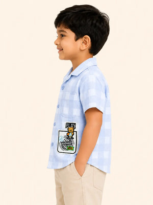 BloomUp Light Blue Casual Shirt for Boys & Toddlers