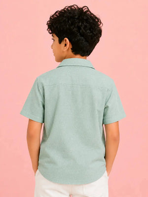 BloomUp Boys Pista Green Casual Shirt – Half Sleeve Summer Shirt